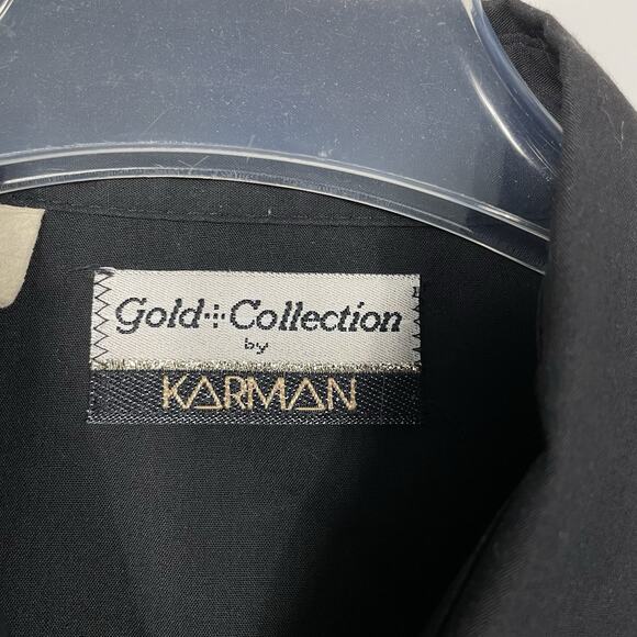 Vintage Karman Western Bib Shirt Mens Large Black Pearl Snap Old West Frontier - Picture 4 of 9